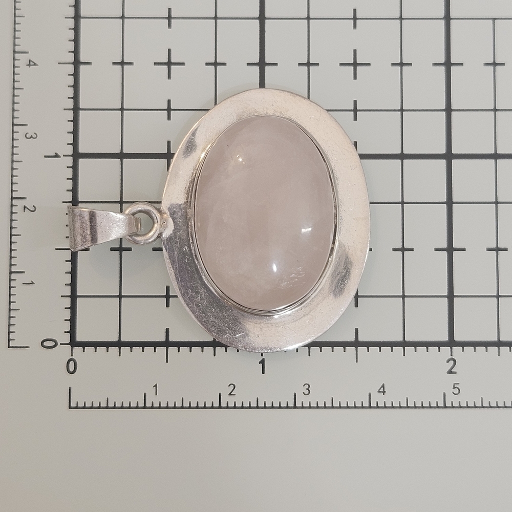 Rose Quartz Sterling Silver Mexico 925 Pendant 16 Grams - Picture 7 of 11